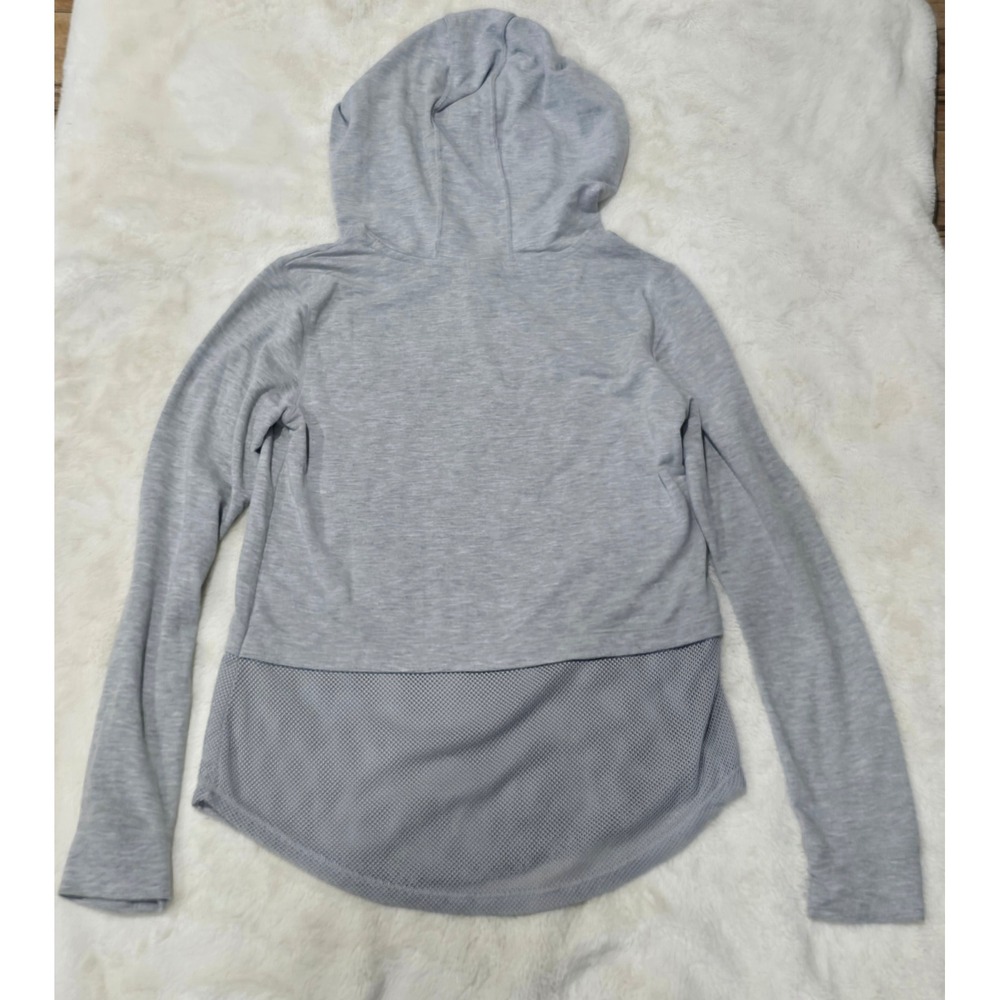 Yogalicious Womens Gray Mesh Hem Hooded Pullover Activewear Top Size Medium - Picture 6 of 6